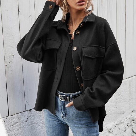 Cozy Cream Boyfriend fit oversized shacket jacket - Picture 7 of 11